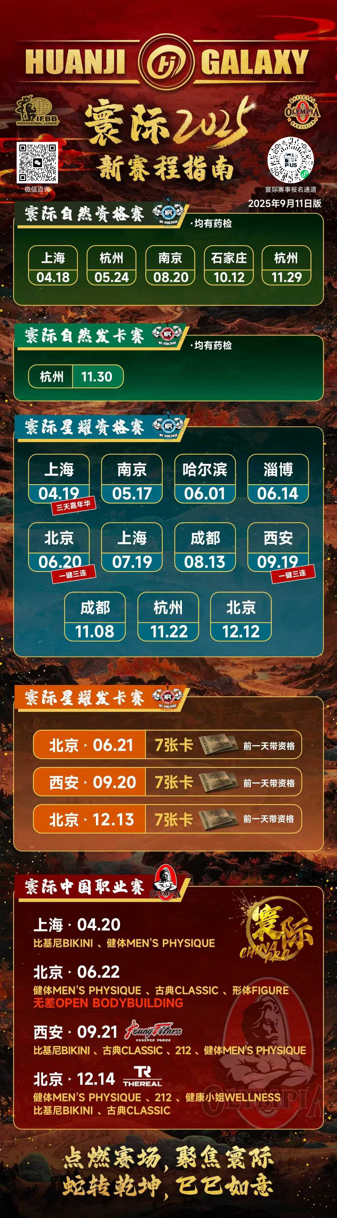 寰际健美赛事2025最新赛程更新(2025年9月更新版)新增北京寰际星耀资格赛、杭州寰际自然资格赛、杭州寰际自然发卡赛!